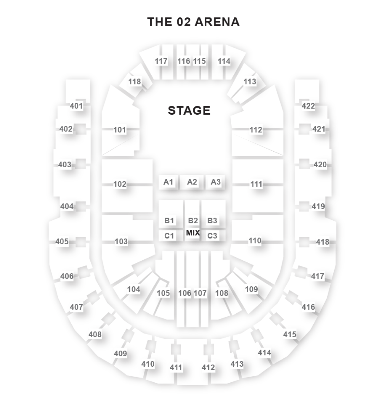 Plano de asientos de O2 Arena