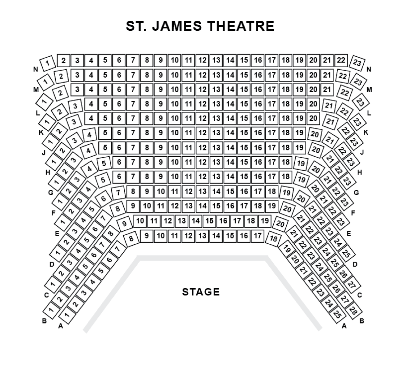 Plano de asientos de St. James Theatre