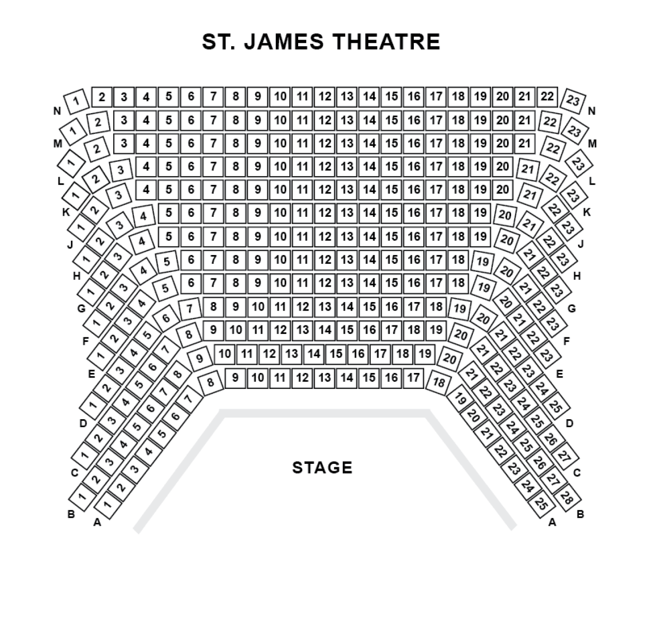 Plano de asientos de St. James Theatre Plano de asientos de St. James Theatre