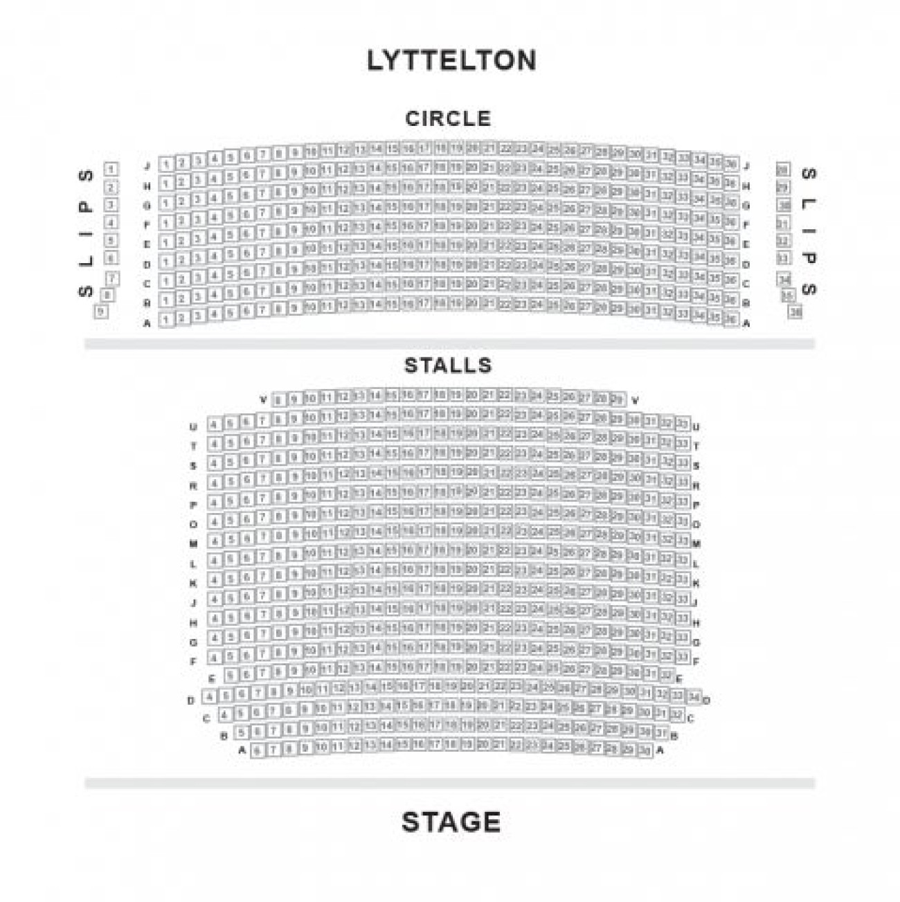 Plano de asientos de Lyttelton - National Theatre